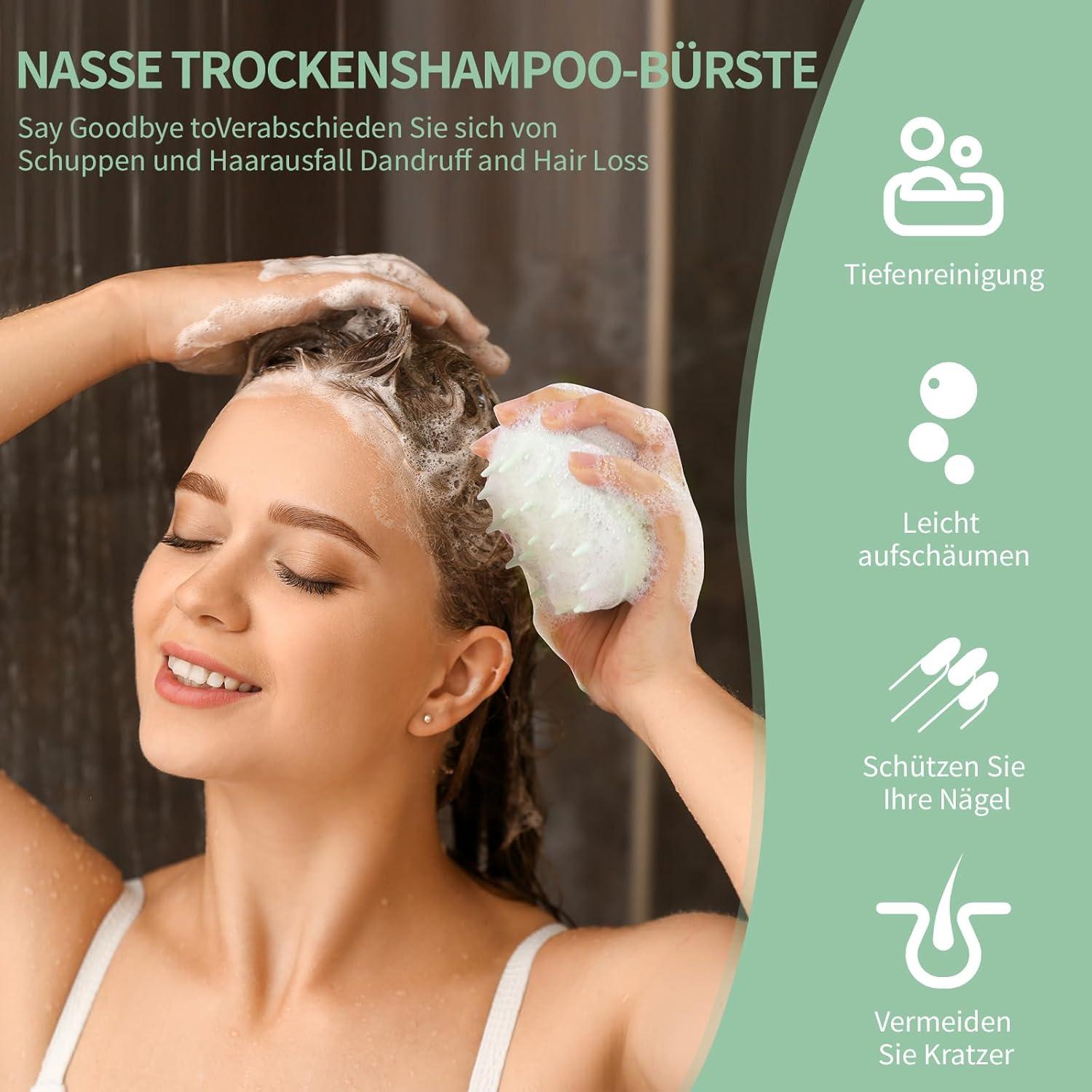 Kopfhaut Massagebürste Haarwaschbürste 100% Silikon Scalp Massager Peeling Nass&Trocken Bürste