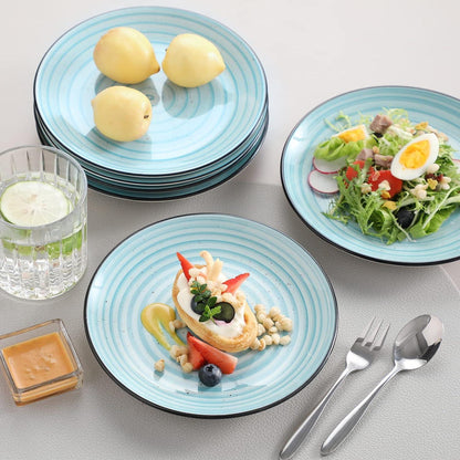 6er Set Salatteller und Dessertteller aus Steingut, mikrowellen- und