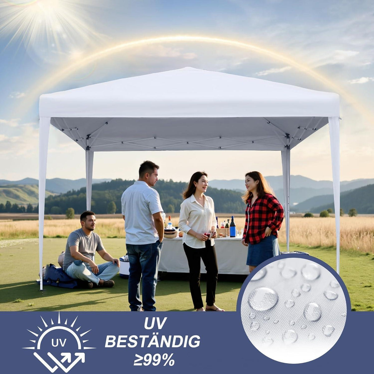 3x3m Pavillon wasserdicht mit Seitenteilen – Gartenzelt für Feste