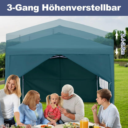 3x3m Gartenpavillon wasserdicht mit Seitenteilen
