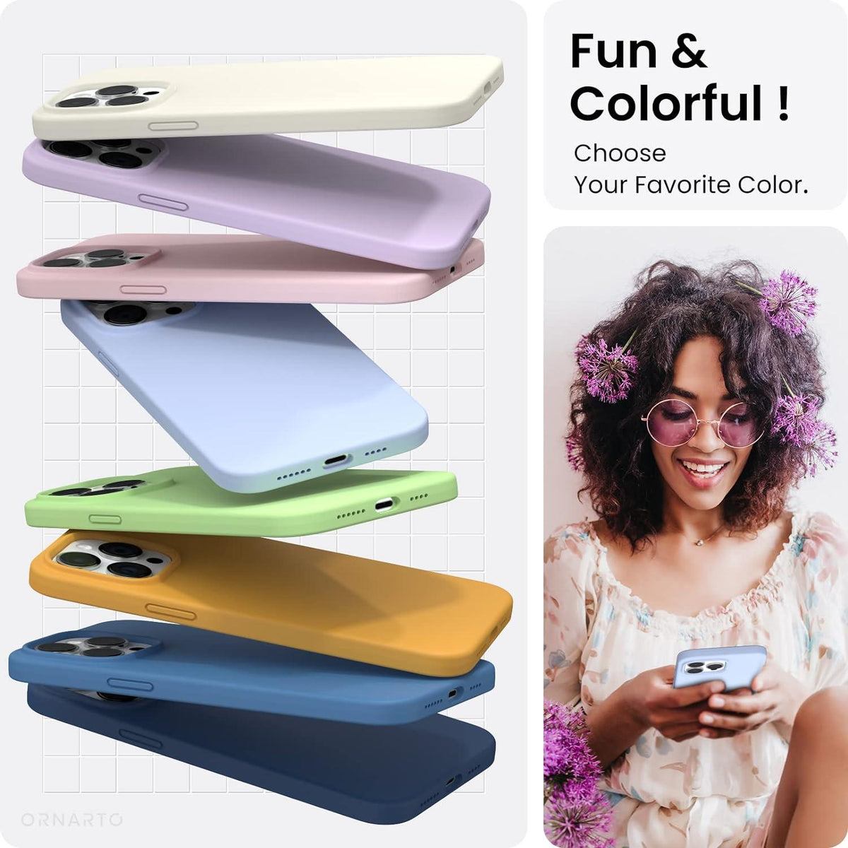 ORNARTO iPhone 14 Pro Max Hülle 6,7 Zoll 2022 Babyblau Silikon Case Schutz