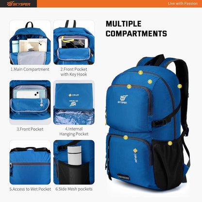 Faltbarer Wanderrucksack 30L mit Nassfach - Wasserfest & Ultraleicht