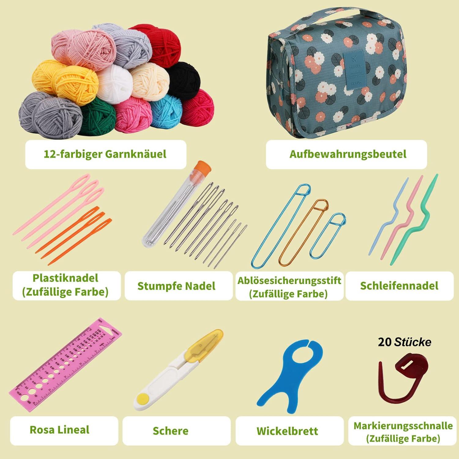 Ruasol 82-teiliges Häkelset für Anfänger mit ergonomischen