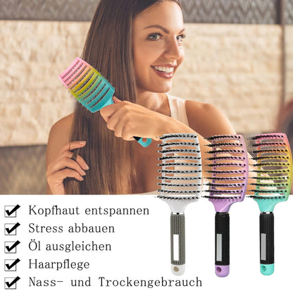3er Set Haarbürste Wildschweinborsten Detangling Hair Brush