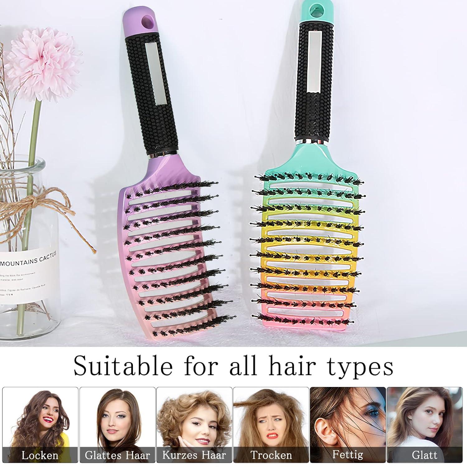 3er Set Haarbürste Wildschweinborsten Detangling Hair Brush