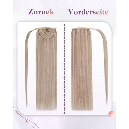 Blond Echthaar Zopf Extension 50cm – Aschblond Highlight
