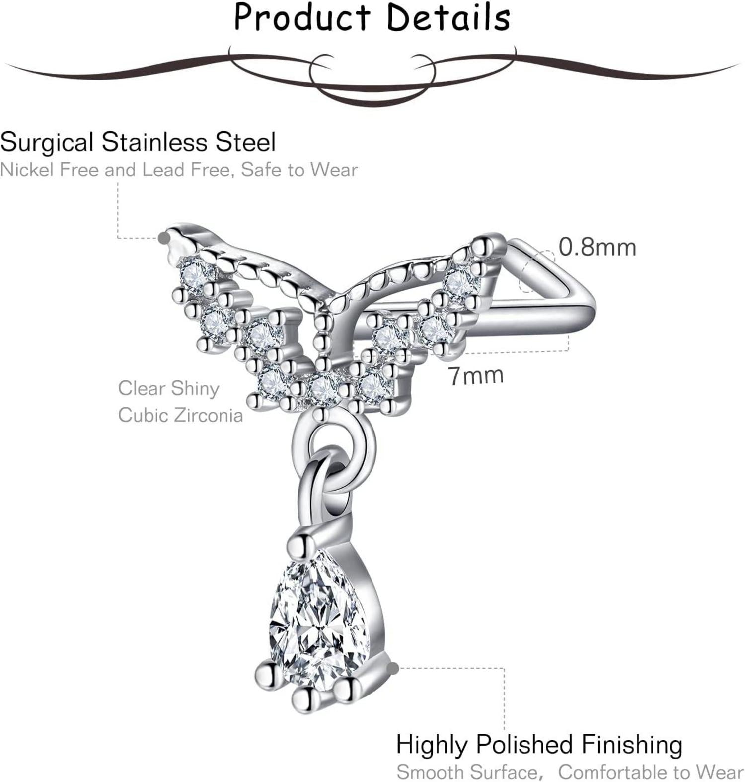 Flexibler Bioflex Nasenpiercing Retainer 20G Durchsichtig CZ Edelstahl