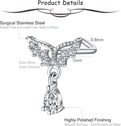 Flexibler Bioflex Nasenpiercing Retainer 20G Durchsichtig CZ Edelstahl