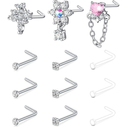 Flexibler Bioflex Nasenpiercing Retainer 18G/20G CZ
