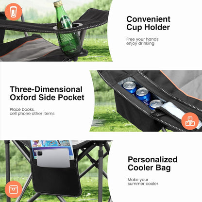 Campingstuhl Klappbar Gepolstert 200kg XXL Outdoor Schwarz