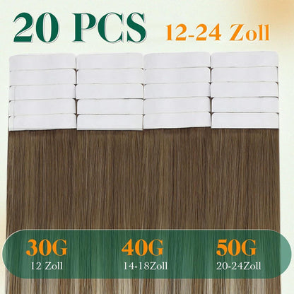 Echthaar Tape Extensions Blond Balayage Ombre 50cm