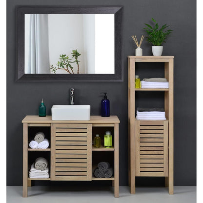 Rustikaler Wandspiegel Holzrahmen Schwarz 65x45 cm