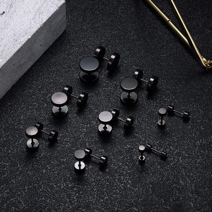 Herren Ohrstecker Edelstahl 8 Paar Schwarz 3-10mm