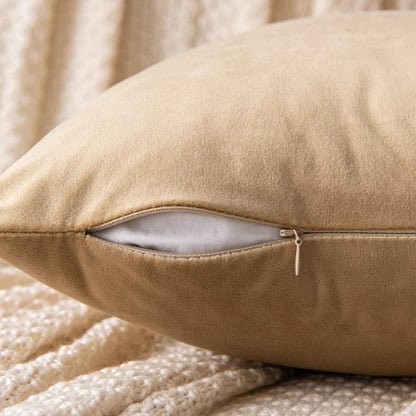 Samt Kissenbezug Dekorative Sofakissen 2er Set 40x40cm Khaki