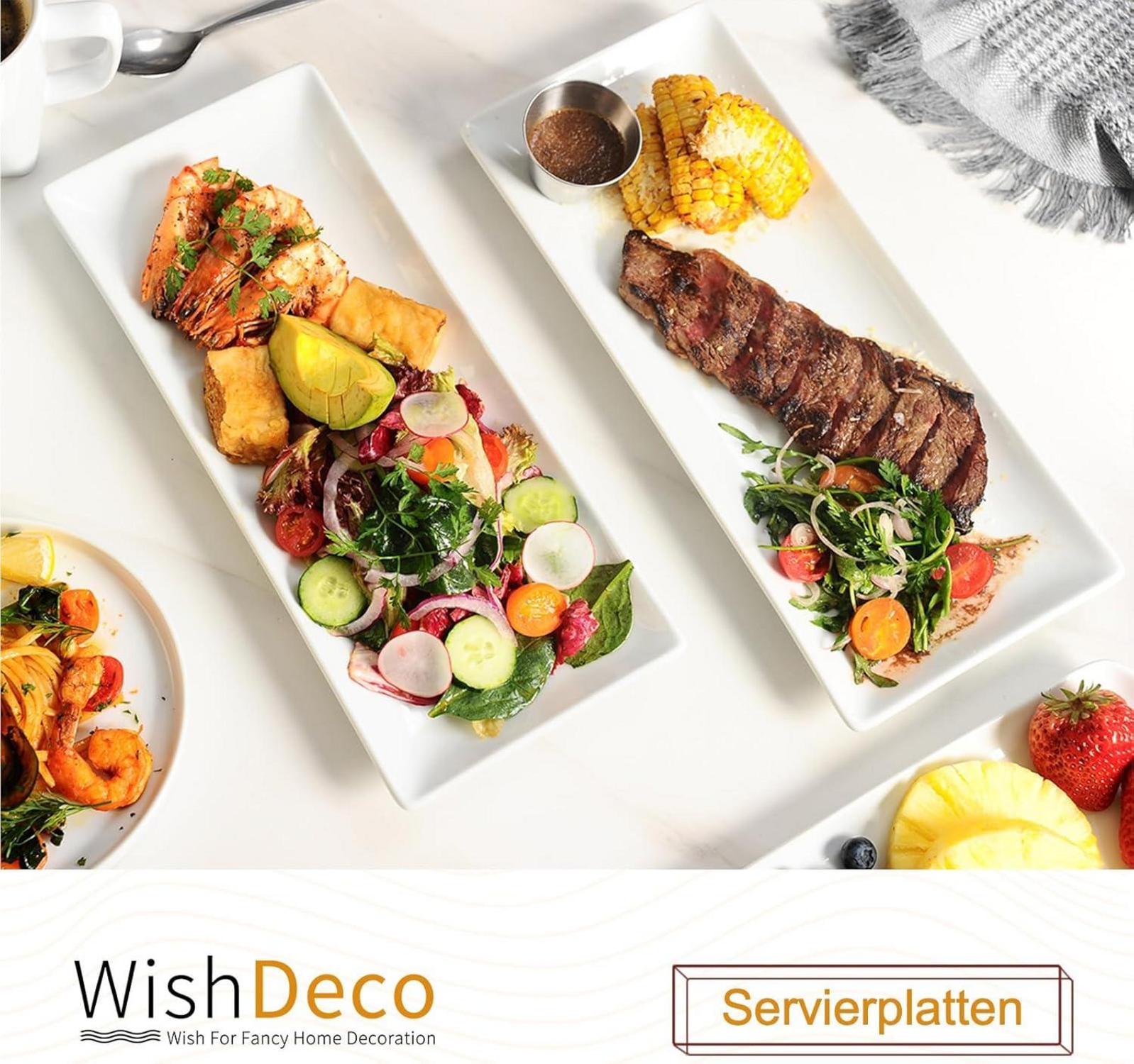 WishDeco Servierplatten Weiß Rechteckig 3er Set 36x15 cm