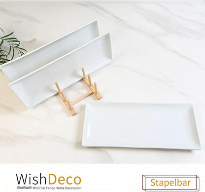 Servierplatten Set Weiß Rechteckig Porzellan 3er Groß 36x15cm