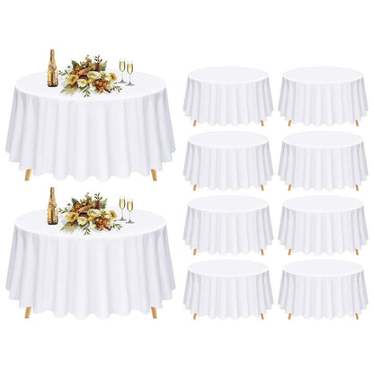 10er-Pack Runde Tischdecken Weiß 228 cm – Waschbar & Vielseitig