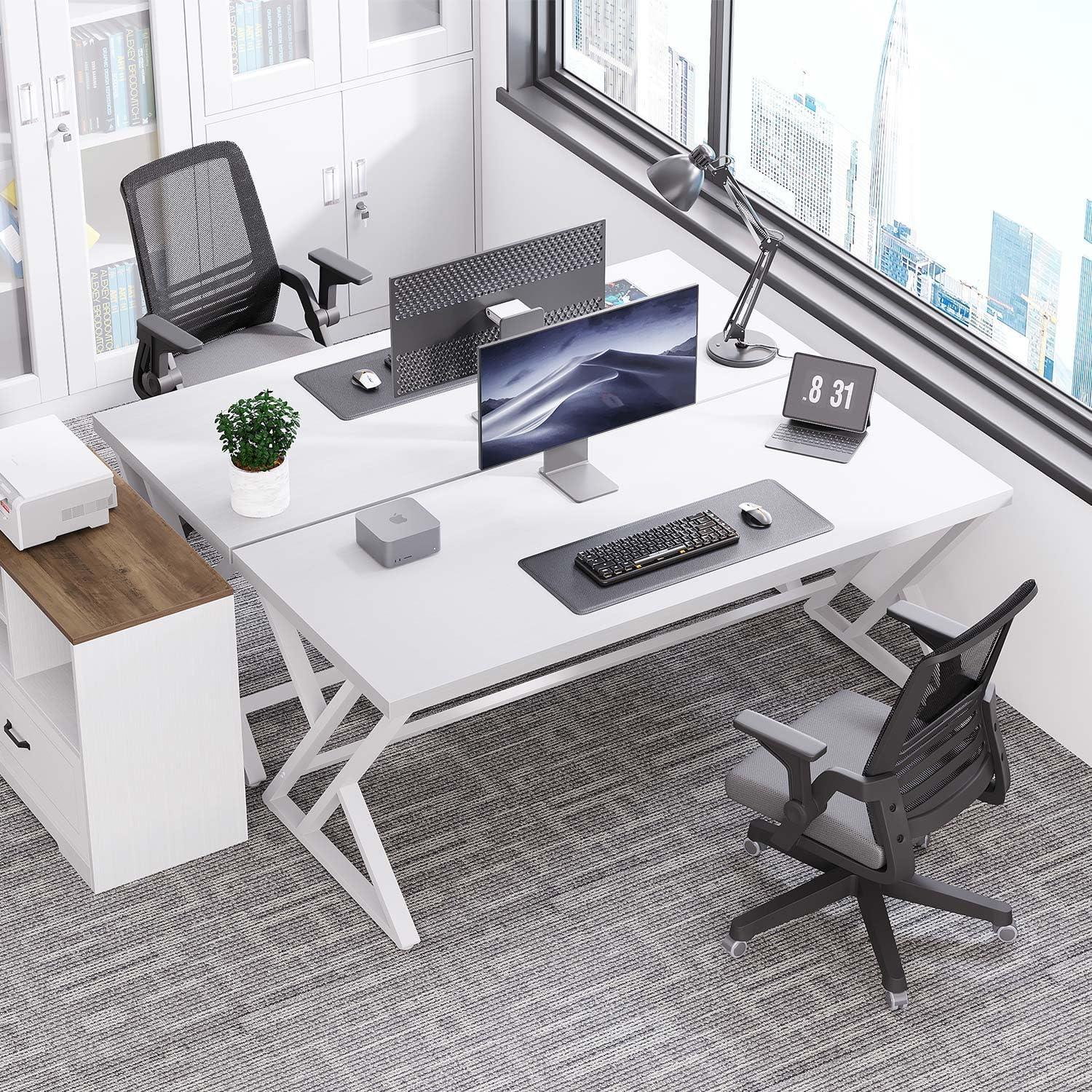 LVB Computertisch Industrie Design 140x60x75.5 cm Weiß Holztisch