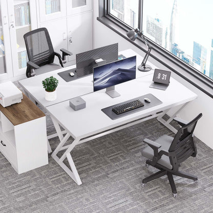 LVB Computertisch Industrie Design 140x60x75.5 cm Weiß Holztisch