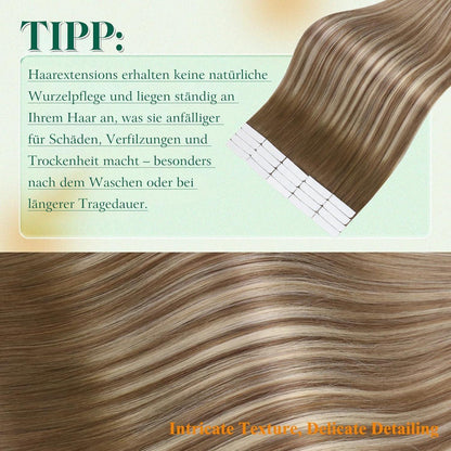 Echthaar Tape Extensions Ombre Blond 55cm - 50g