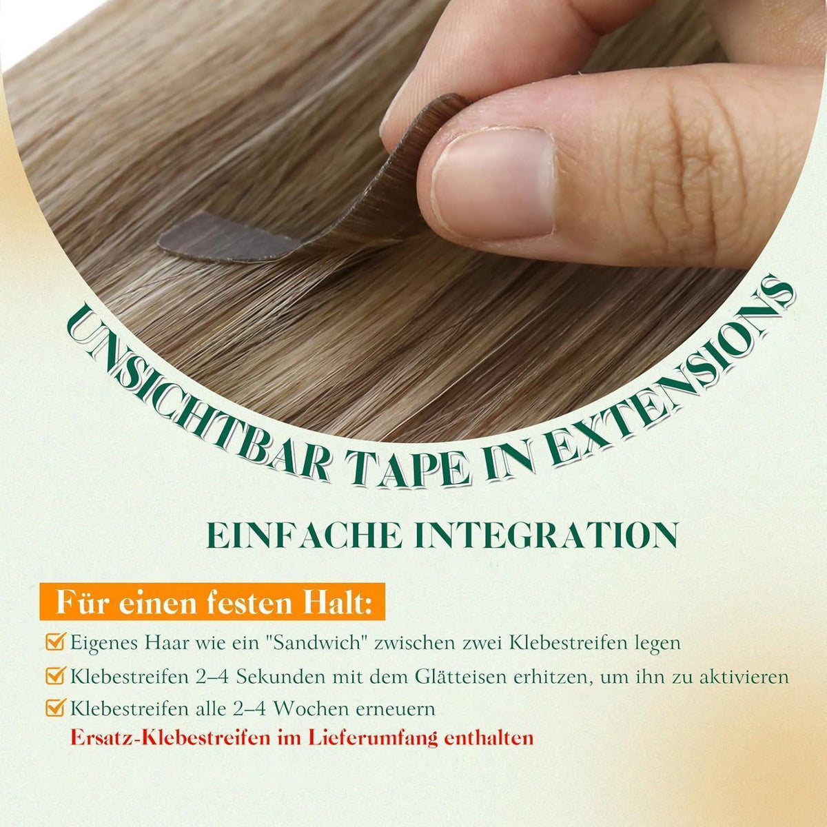 Echthaar Tape Extensions Ombre Blond 55cm - 50g