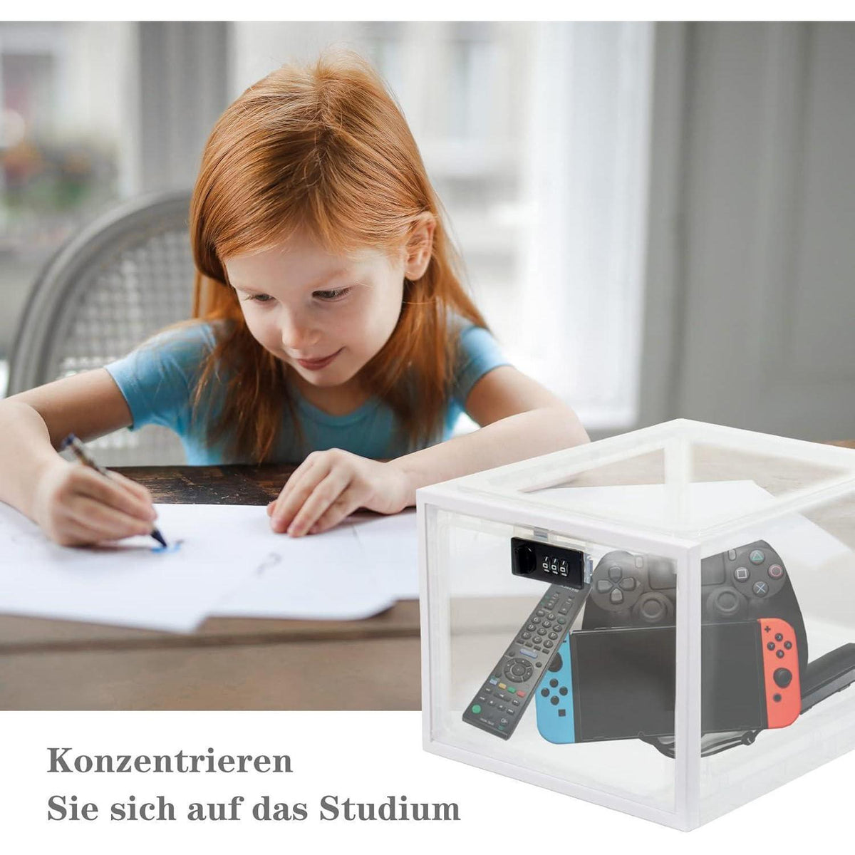 Abschließbare Aufbewahrungsbox, faltbar, 3 Stück, Weiß