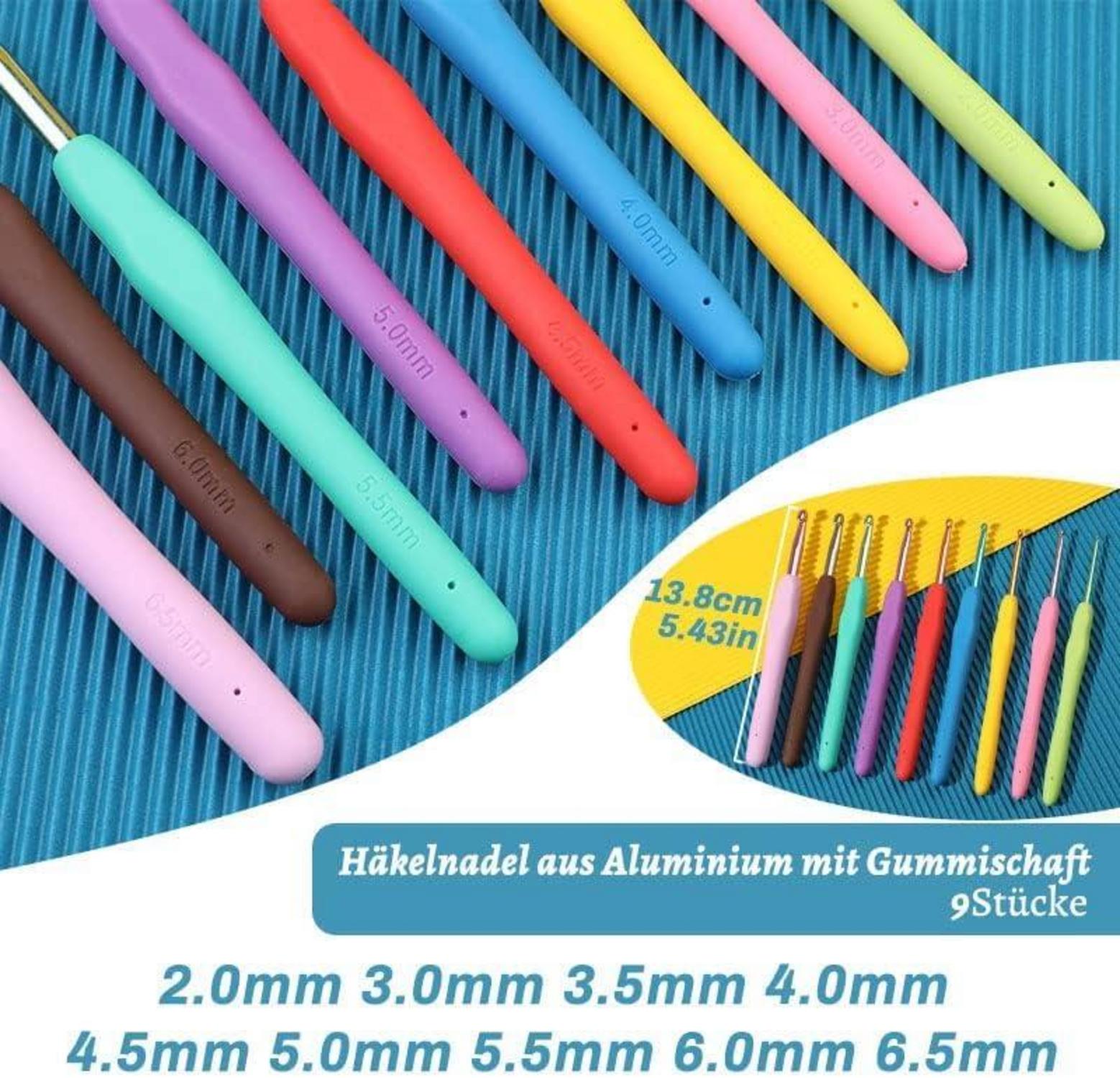 87-teiliges Häkelnadel-Set für Anfänger, ergonomisch, mit Häkeltasche