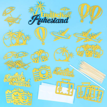 Ruhestand Deko Cake Topper Goldglitzer 25 Stück