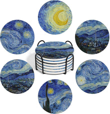 Untersetzer Gläser Van Gogh Malerei Keramik 6er-Set mit Halter
