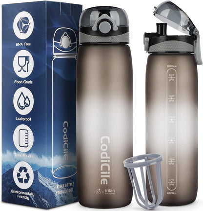 Sport Trinkflasche 1L BPA frei Tritan mit Zeitmarkierung und Filter