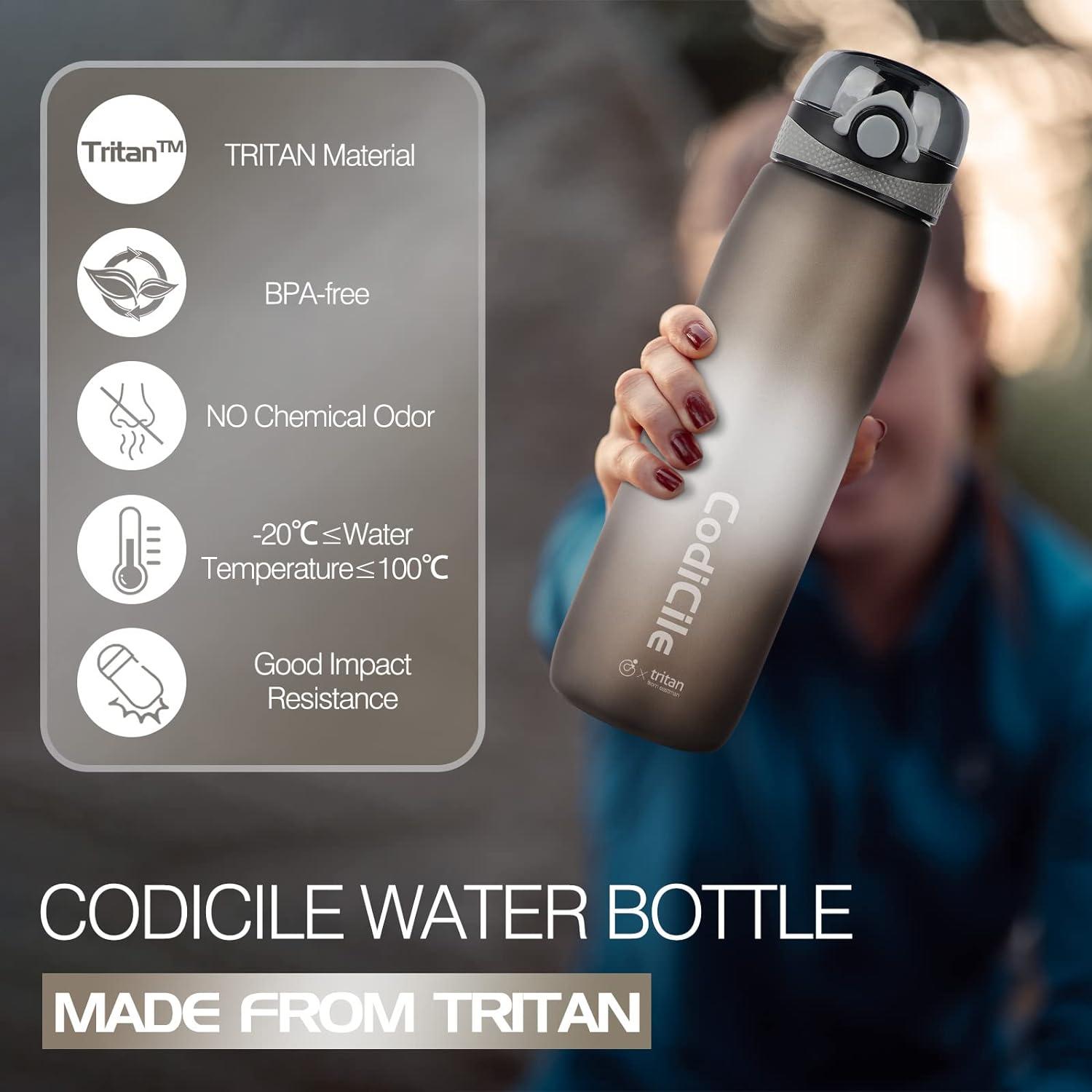 Trinkflasche 1L BPA frei Tritan Zeitmarkierung Filter Grau