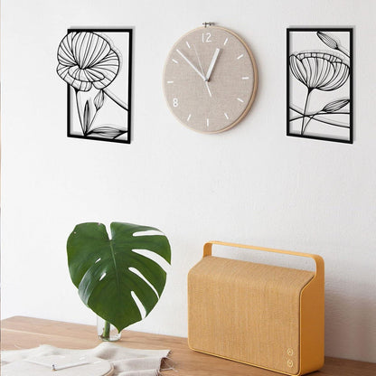 Metall Lotusblume Wanddekoration in Schwarz für Wohnzimmer, Schlafzimmer, Büro - 4 Stück