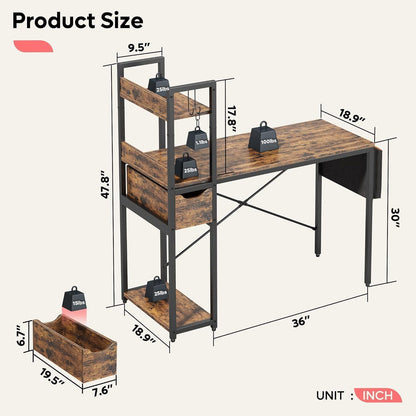 Schreibtisch mit Regal 120x50 cm Computertisch