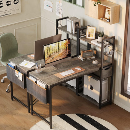 Bestier Schreibtisch mit Regal 120x50 cm Computertisch Grau