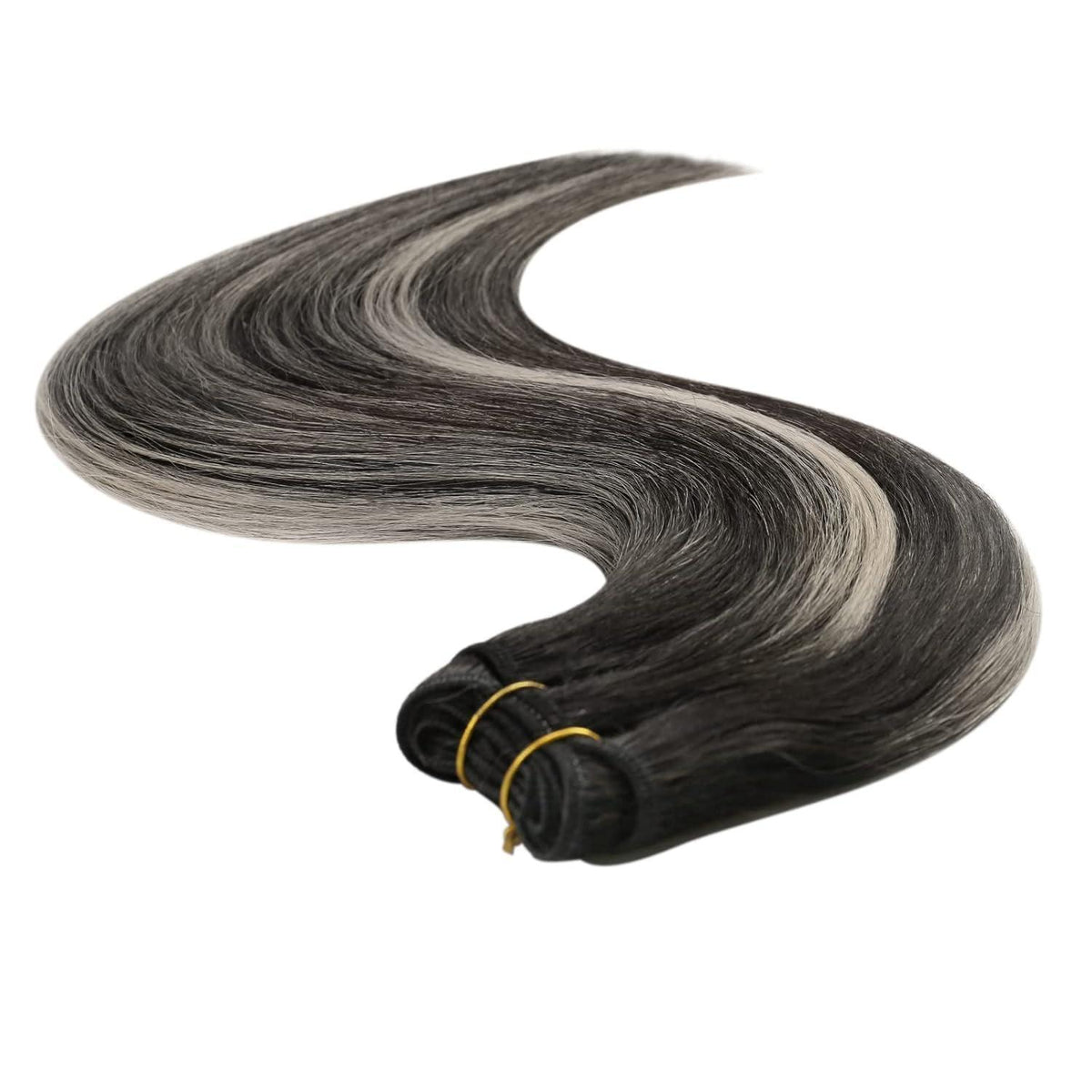 Silberne Echthaar Tressen 35cm – 2-Weft-1B/S/1B