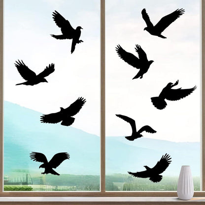 Fensteraufkleber Vogelschutz für Glasscheiben 9-tlg. Schwarz