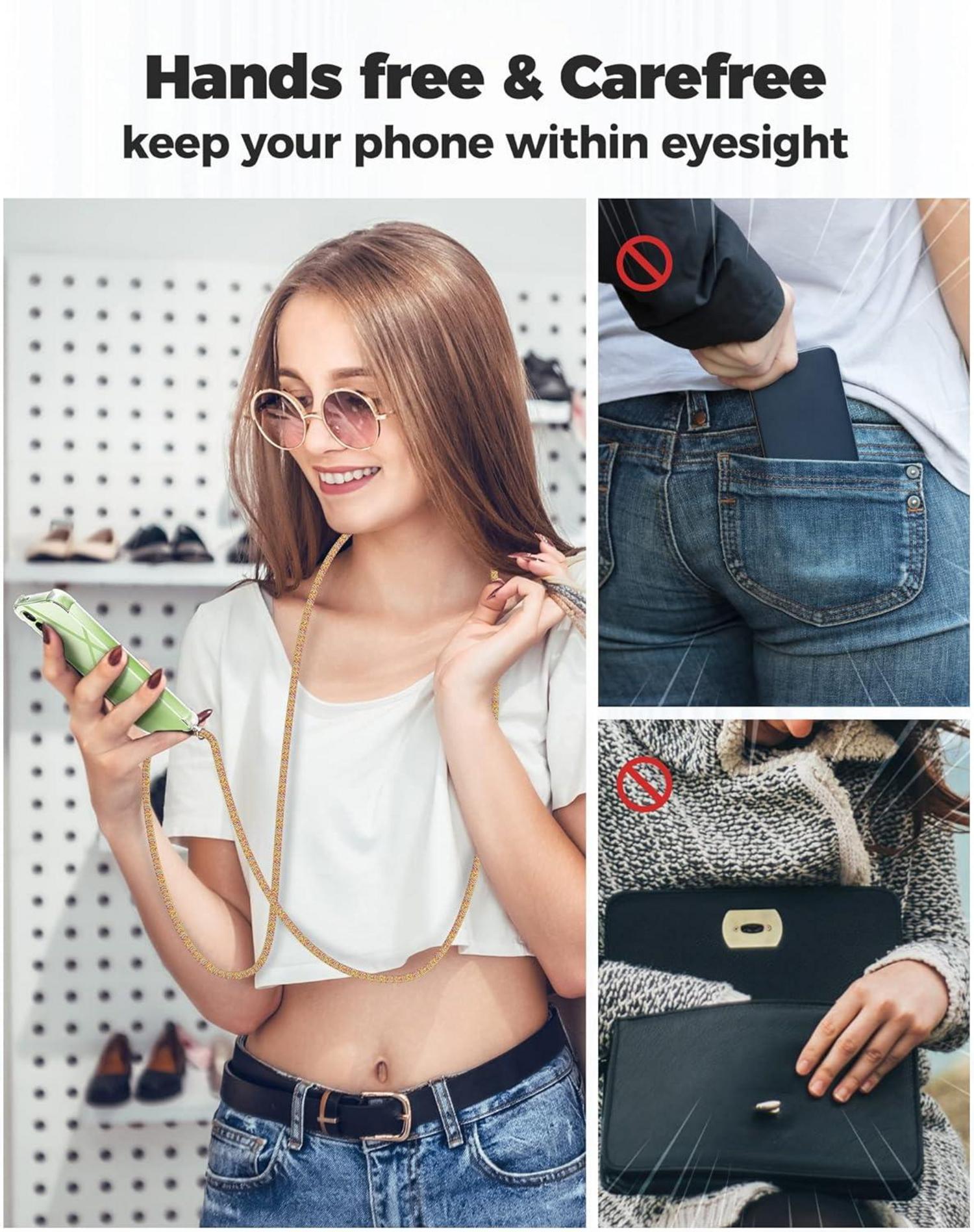 Handykette Handyhülle für Samsung Galaxy A14 - Rainbow Silicon Case mit Band