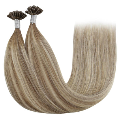 Echthaar Bondings Ombre 40cm - Hellbraun/Platinblond