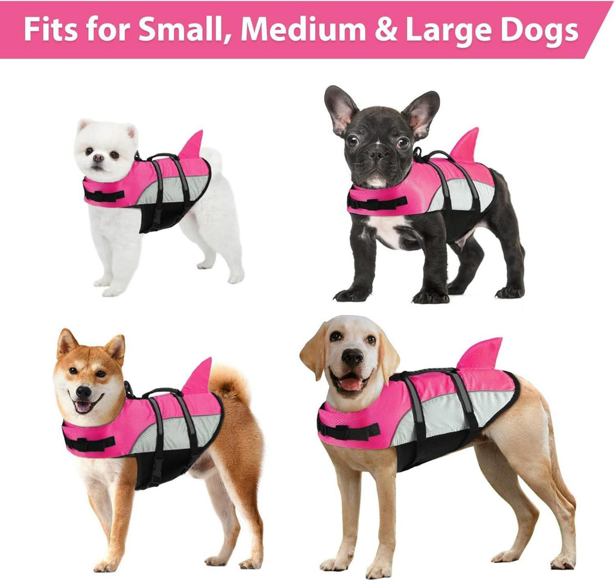 Hundeschwimmweste für kleine mittelgroße Hunde Pink M 48-58cm Rose