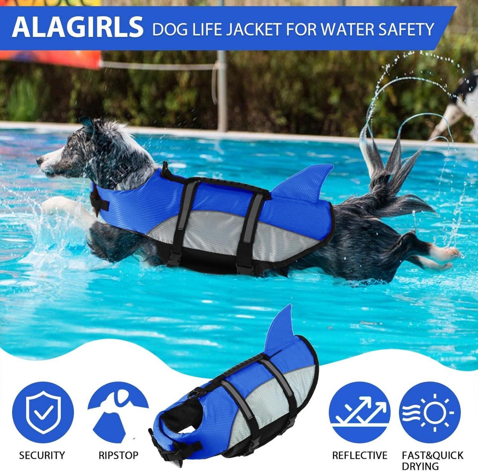 Schwimmweste Hund Sicherheitsweste Rettungsweste Hai Ripstop ALADLJ001 BlueN M