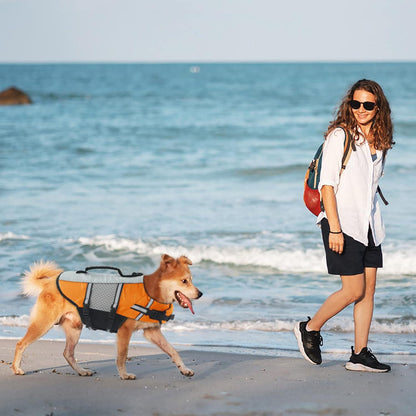 Hund Badeanzug Rettungsweste verstellbarer Schwimmweste L Orange
