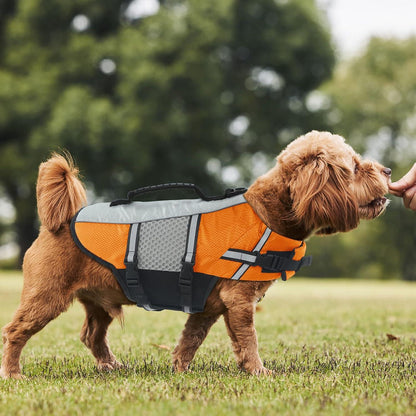 ALAGIRLS Hund Rettungsweste Weste, Schwimmweste mit Reflektierenden Streifen - L Orange