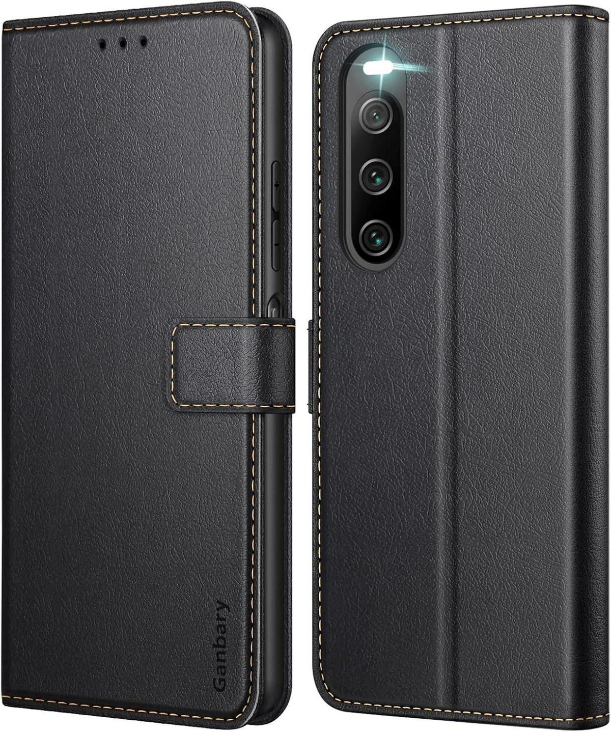 Sony Xperia 10 V Handyhülle Leder Klapphülle Schwarz