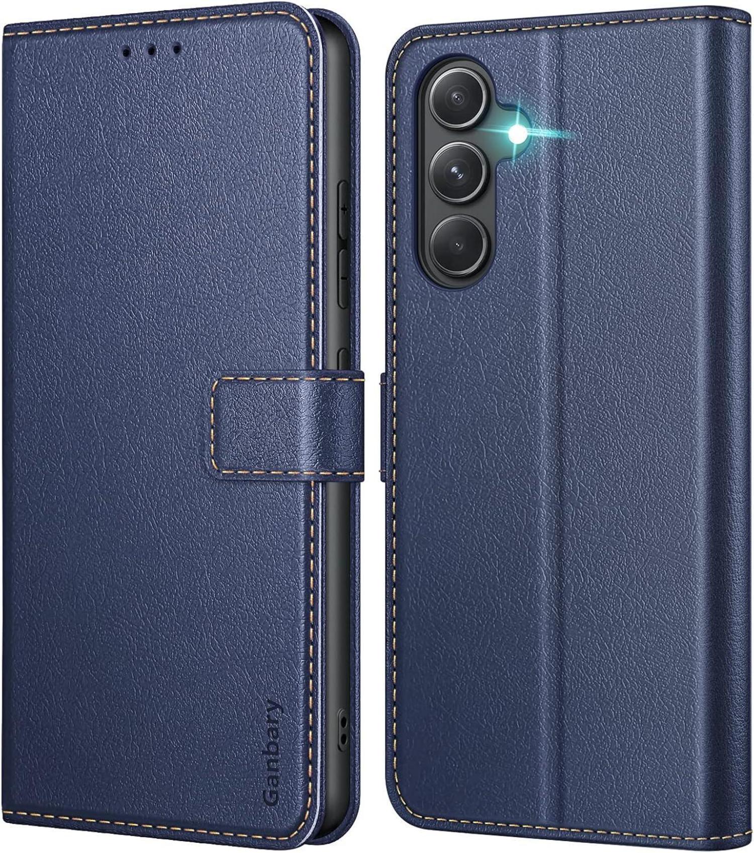 Samsung Galaxy A54 5G Handyhülle Leder Klapphülle Blau mit