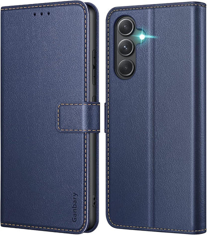 Samsung Galaxy A54 5G Handyhülle Leder Klapphülle Blau mit