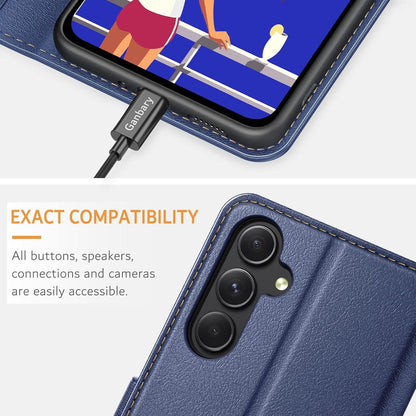 Handyhülle Samsung Galaxy A54 5G Leder Klapphülle Blau Standfunktion