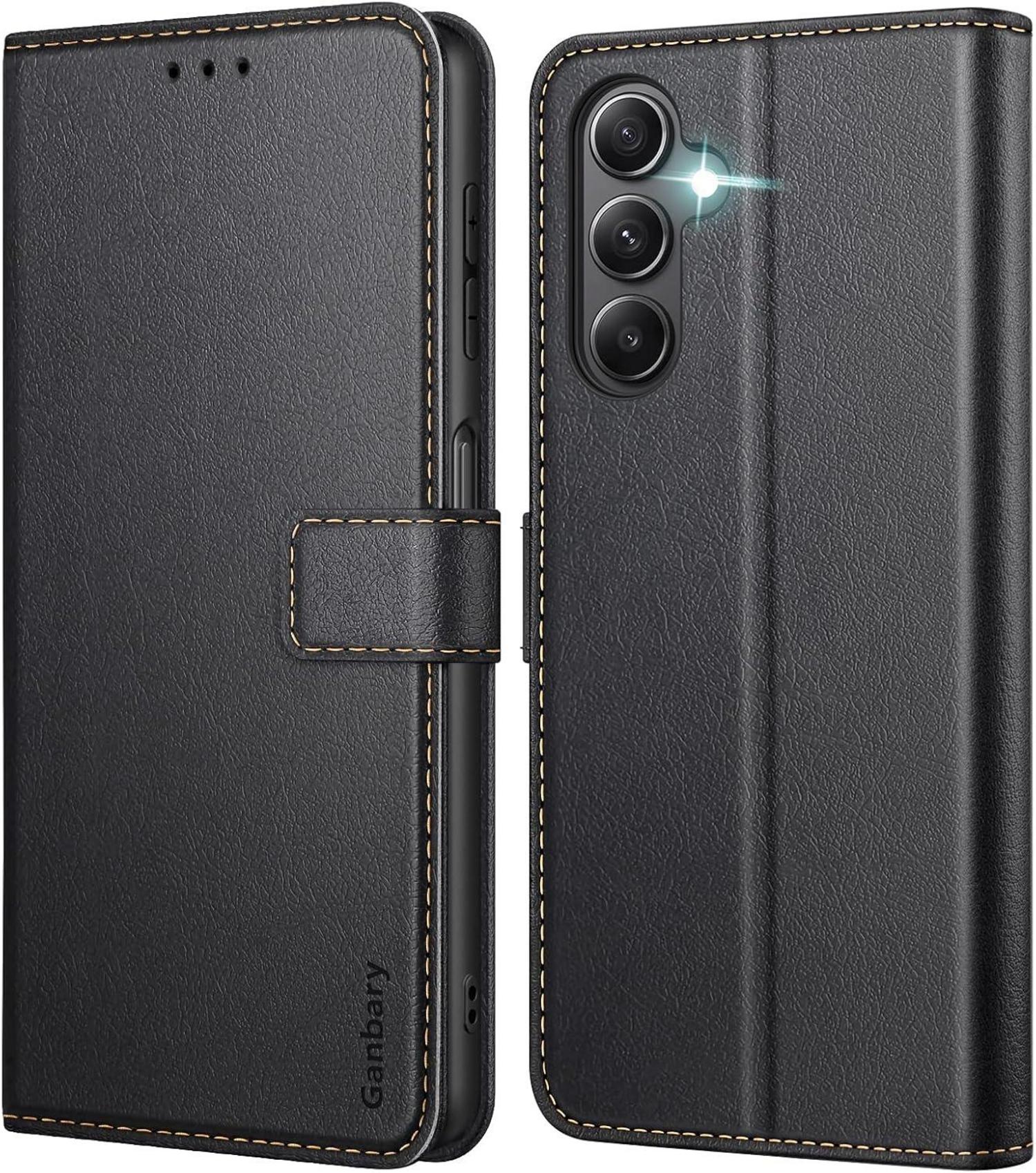 Samsung Galaxy A24 Handyhülle Schwarz Leder Klapphülle