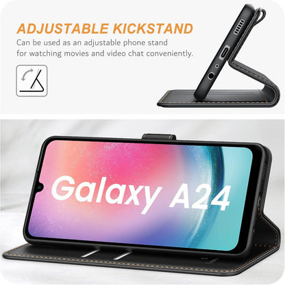 Samsung Galaxy A24 Handyhülle Schwarz Leder Klapphülle