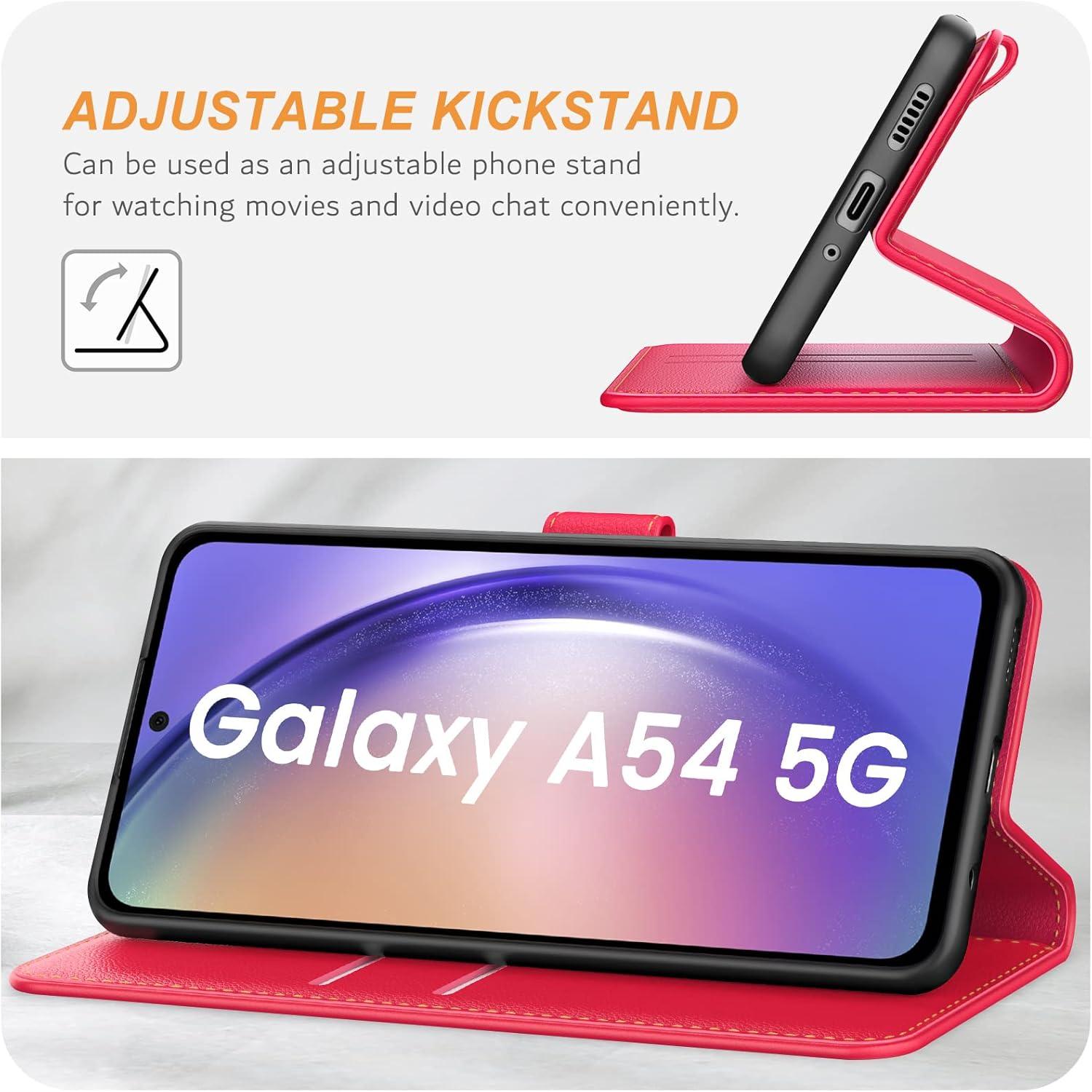 Samsung Galaxy A54 5G Handyhülle Leder Wallet Case Rot