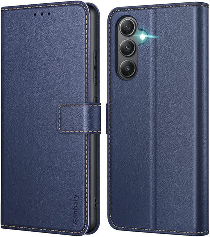 Samsung Galaxy A34 5G Handyhülle Leder Klapphülle Blau Standfunktion